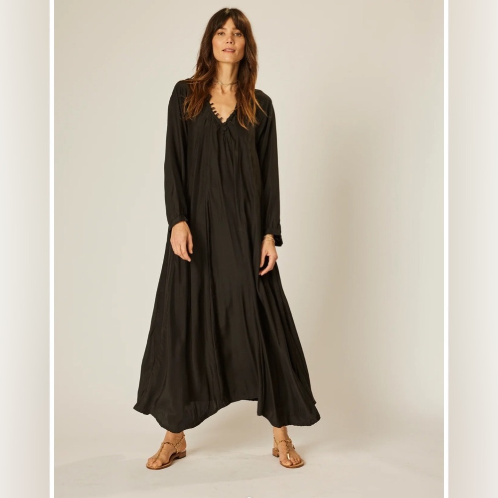 NWT Natalie Martin Elegant Black Silk Maxi Dress